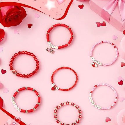 7 Pcs Valentine’s Day, Halloween & Christmas Bracelets: Stackable Friendship Jewelry