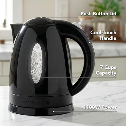 1.7L Fast Boiling Electric Kettle with Water Gauge and Removable Filter