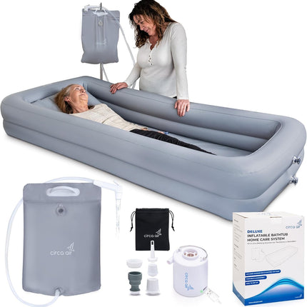Blow-Up Portable Bath Tub for Adults with Pump & Bedside Shower Bag