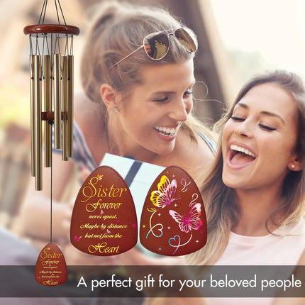 Sister Gift Wind Chimes, Butterfly Birthday & Wedding Gift for Sister-in-Law