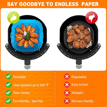 2-Pack 8" Silicone Air Fryer Liners – Reusable Inserts for 4–7 QT Fryers