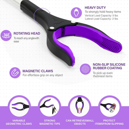 Long Reach Grabber Tool with Magnet Swivel Head for Seniors Mobility Aid