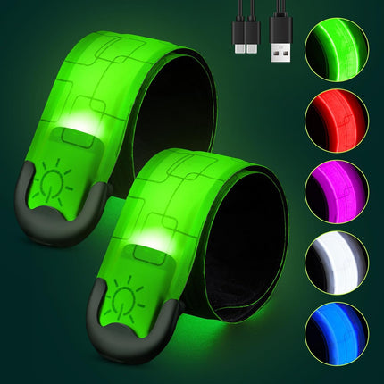 2-Pack Rechargeable LED Armbands, 5 Colors 3 Modes, High Visibility Night Safety