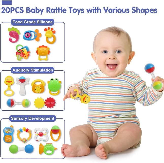 Baby Rattle Toy Set – Sensory & Teething Toys for 0–12 Month Infants