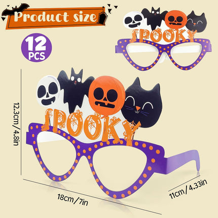 12-Piece Halloween Paper Glasses, Party Favors, Costume Accessories & Photo Props