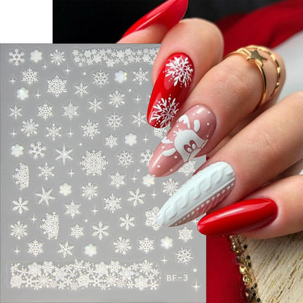 6 Sheets Christmas Nail Art Stickers – Snowflake, Christmas Tree & Colorful Snowflake Nail Decals
