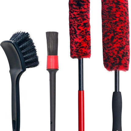 4 Pack Car Wheel Cleaning Brush Kit Long Handle Rim Tire Detailing Brush Set