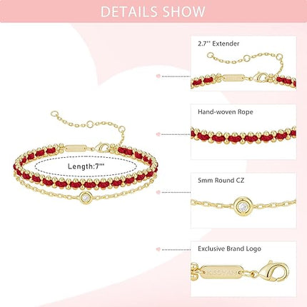 Valentine’s Gold Bracelet for Women: 14K Gold Plated Layered Sports Stack Bracelet