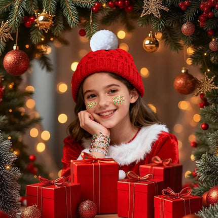 6-Pack Christmas Dresses for Women – Outfit Set with Bracelets & Glitter Gel