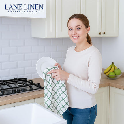 6 Pack Olive Cotton Kitchen Towels 18x28 Inch Absorbent Dish Tea Towels