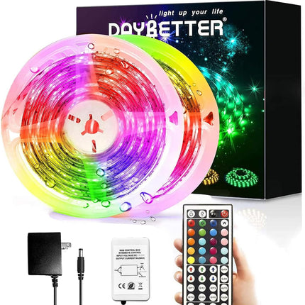 32.8FT Waterproof LED Strip Lights, 300 LEDs Color Changing Tape Lights Kit, 12V