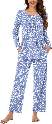 Women Pajama Set 2PC Long Sleeve Pants Lounge Sleepwear Pockets