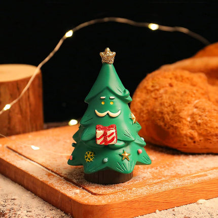 Cute Mini Santa Reading Tree Figurine – 3.9" Xmas Desk Decoration