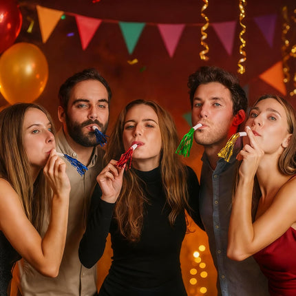 24 PCS Gold New Year Noise Makers Glitter NYE Party Blowouts & Favors