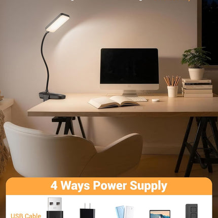 Clip On Reading Light 48 LED 9 Brightness 5 Colors Rechargeable 4000mAh Clamp