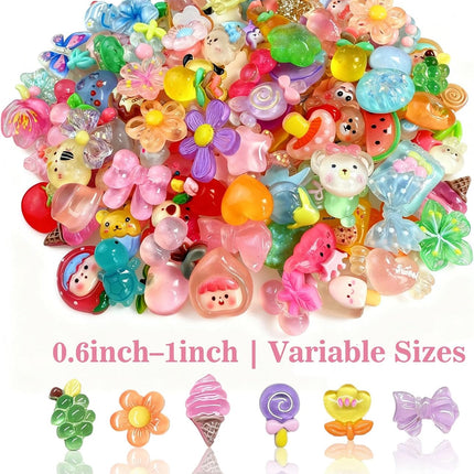 120PCS Mixed Color Slime Charms Flatback Resin Charms for DIY Crafts