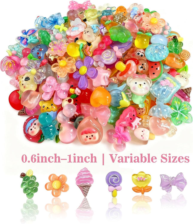 120PCS Mixed Color Slime Charms Flatback Resin Charms for DIY Crafts