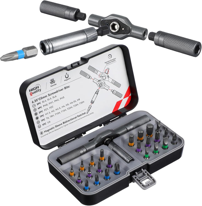 24-in-1 Magnetic Screwdriver Set – Multi-Function Ratchet Tool Kit for Home & Electronics
