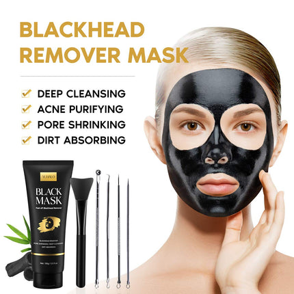 Blackhead Remover Mask Kit with Charcoal Peel-Off Mask and Pore Extractors