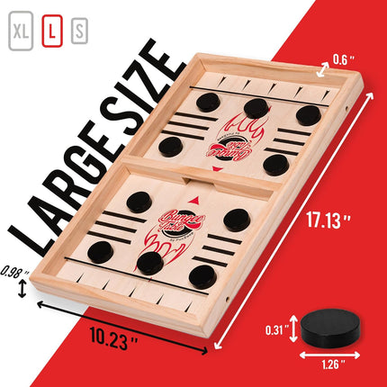 Fast Sling Puck Game Wooden Air Hockey Board Family Party Game for All Ages