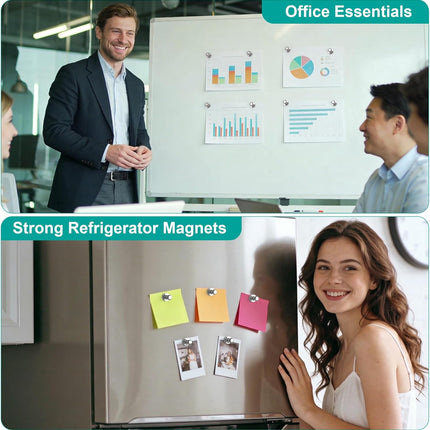 20 Pack Silver Magnetic Push Pins Strong Fridge Magnets for Home and Office