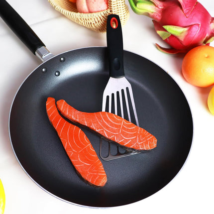 Stainless Steel Metal Spatula Set with Silicone Handle, Fish Turner for Grill & Griddle