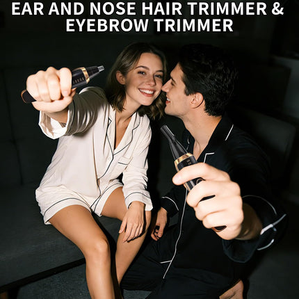 2-in-1 Nose & Ear Hair Trimmer for Men & Women, USB Rechargeable, LED Display, Waterproof