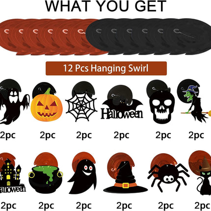 36-Piece Halloween Hanging Swirls, Ghost, Pumpkin & Witch Ceiling Party Decorations