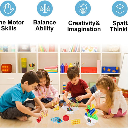 Balance Stacking Attack Block Game, 48-Piece Family Board Game for Kids & Adults