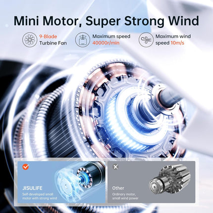 Portable Personal Fan Life9, 18H Runtime, 5-Speed, Compact Travel Design