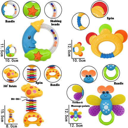 Baby Toys 0-6 Months 11pcs Infant Rattle Teether Set Newborn Musical Toys Gift Box