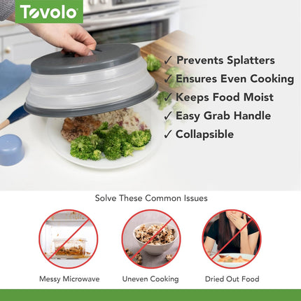 Microwave Splatter Cover Medium – Collapsible Vented Silicone, BPA-Free