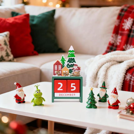 Christmas Countdown Advent Calendar – 24 Days Wooden Santa & Elk Ornaments