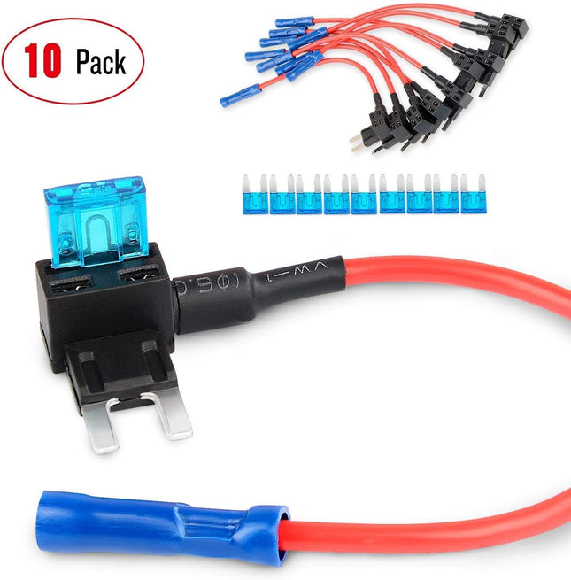50034R 10 Pack 12V Car Add-A-Circuit Fuse Tap – Mini Blade Fuse Holder & 120 PCS Kit