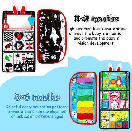 Tummy Time Baby Mirror Toy – Black & White Sensory Piano with Squeaker