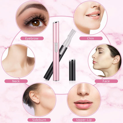 2 Pcs Electric Eyebrow Trimmer – Mini Face Shaver with Comb, Pink & Silver
