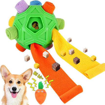 Dog Snuffle Ball – Interactive Puzzle Toy with Squeaky Carrot, Any Size
