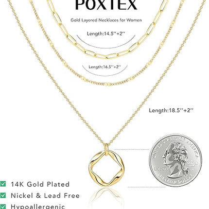 Layered Gold Necklace Set for Women 14K Plated Dainty Pendant Jewelry
