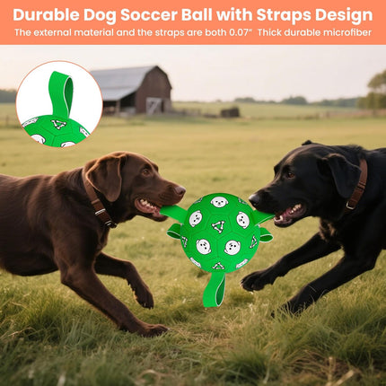 Dog Soccer Ball with Straps Durable Outdoor Toy for Medium Large Dogs
