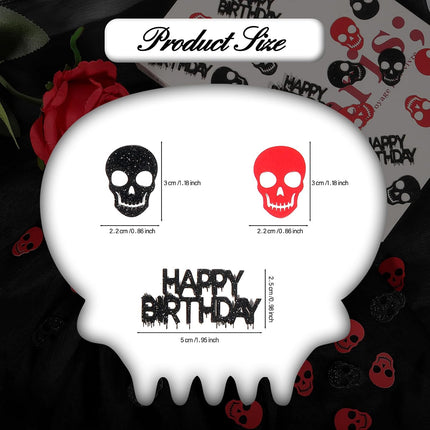200-Piece Black & Red Skull Confetti, Gothic Horror Halloween Table Party Decor