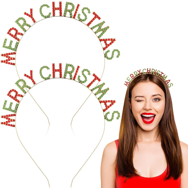 2 Pack Christmas Rhinestone Headbands – Crystal Hair Accessories for Women & Girls