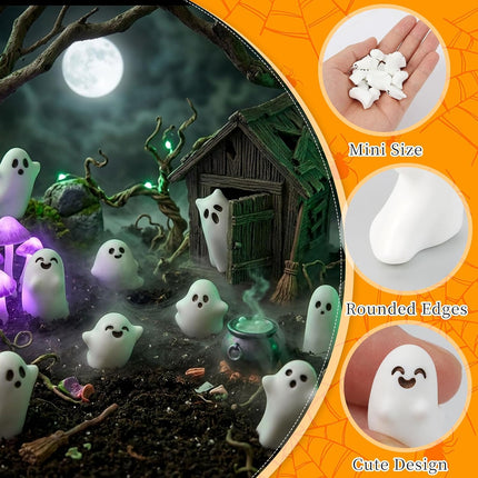 24-Piece Mini Resin Ghost Figurines, 8 Styles, Spooky Halloween Tabletop Decor