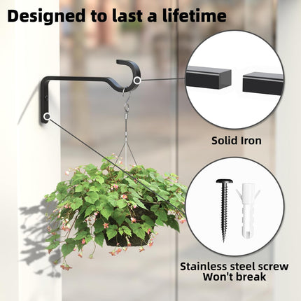 2-Pack Iron Plant Hangers 6" – Heavy Duty Outdoor Hooks for Hanging Plants