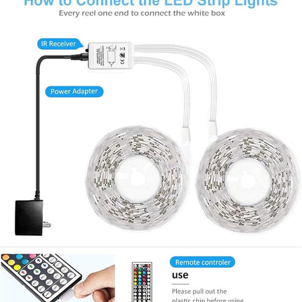 32.8FT Waterproof LED Strip Lights, 300 LEDs Color Changing Tape Lights Kit, 12V