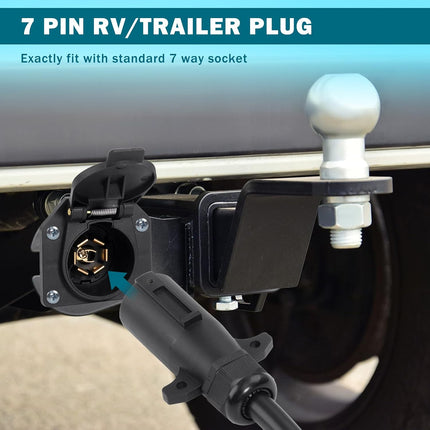 2PCS 7 Pin Trailer Plug 7 Way Round RV Blade Connector Waterproof Wiring Replacement