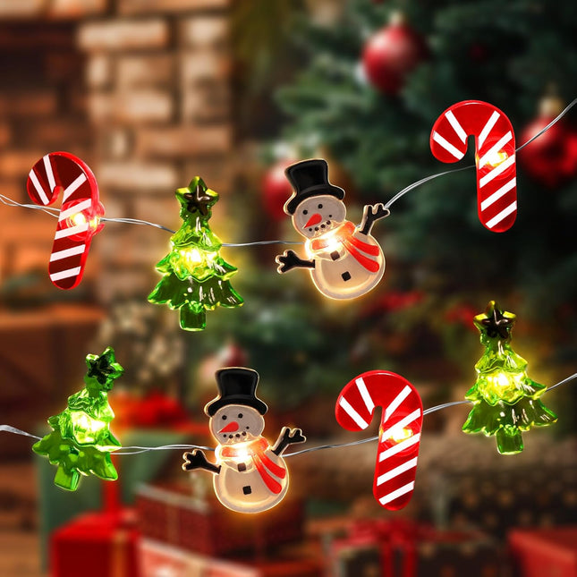 Christmas Lights 10FT 30LED – Snowman & Tree Crutch Decorative String Lights