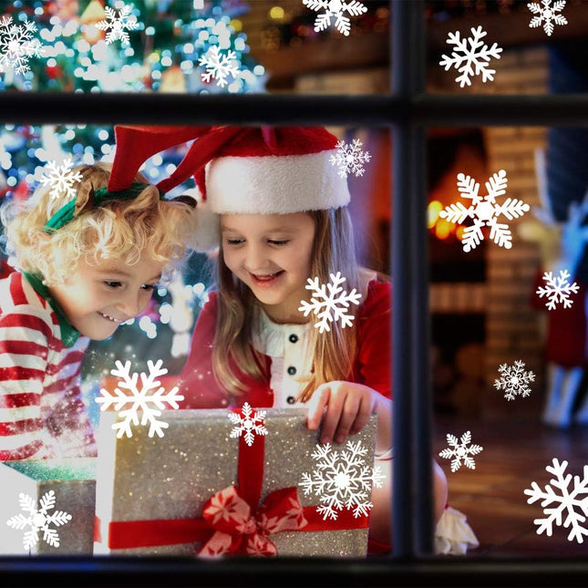 135Pcs Holiday Window Clings – Christmas Snowflake Stickers for Home & Party