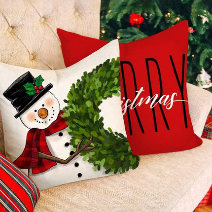 Christmas Throw Pillow Covers Set of 4 – 18x18 Red Holiday Cushion Cases