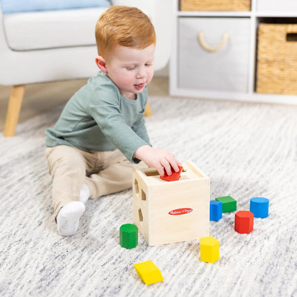 Shape Sorting Cube Wooden Classic Toy 12 Shapes Educational Kids Learning
