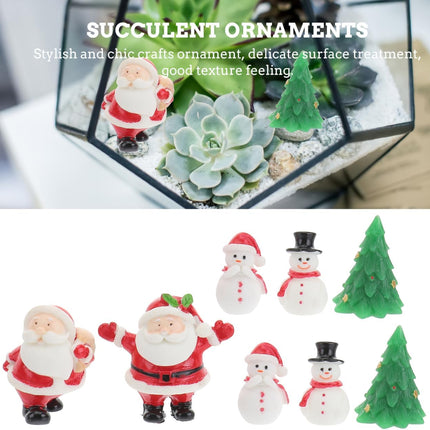 8PCS Mini Christmas Ornaments – Santa, Snowman & Reindeer Resin Figurines